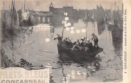 Concarneau          29         Souvenir De La Fête Des Filets Bleus Dessiné Par Janssaud Barques Et Lampions (voir Scan) - Concarneau