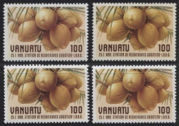 OCEANIE  VANUATU  LES COCOTIER   BLOC X 4 TIMBRES  SEPARES  NEUFS  MNH  1987  VAL. 100 - Vanuatu (1980-...)