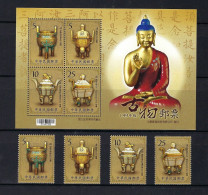 Taiwan 2010 S#3968-3971a Ancient Chinese Art Treasures Set+M/S MNH Buddhism Treasure - Ongebruikt