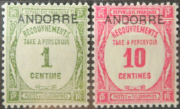 LP3137/317 - 1931/1932 - ANDORRE FR. - TIMBRES TAXE - N°9 NEUF** + N°10 NEUF* - Unused Stamps