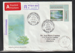 Lettonie. Latvia. 2001. FDC  Recommandé Pour La France. Riga  Cachet Illustré - 2001