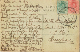 50126. Postal VIELLA (Lerida) 1923, Franqueo Bicolor. Vista CAZARIL Y GAROS, Vall D'Aran - Cartas & Documentos