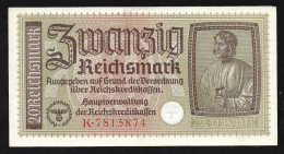 20 Reichsmark 1943 WWII Circulated In Greece (during Occupation) Choice AUNC! - 20 Reichsmark