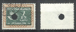 DENMARK Danmark Postsparebanken Revenue Tax Gebührenmarke 1 Kr. O - Fiscale Zegels