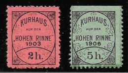 ● ROMANIA 1903 E 1906 ● KURHAUS ֍ HOHEN RINNE ֍ Posta Privata ● 2 H.* E 5 H.* ● Cat. ? € ● L. XXX ● - Emisiones Locales