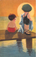 ENFANTS - Dessin D'enfants - Fille - Garçon - Soleil - Carte Postale Ancienne - Disegni Infantili