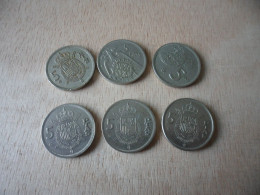 6 X 5 Pesetas "Juan Carlos" + "Franco" + "Espana 82" - 25 Pesetas