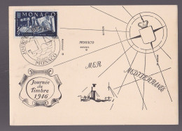 CP MONACO Journée Du Timbre 1946 Impression Dépouillée De La Carte  Num 2 - Variétés