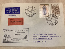 Las Palmas Frankfurt 1977 - Lufthansa Airbus - 1er Vol Flight Erstflug - - Cartas & Documentos