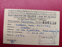 CARTE DE REDUCTION GAZ DE FRANCE SNCF MONTMAGNY - Sonstige & Ohne Zuordnung