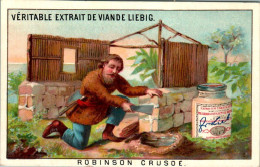 Chromo Liebig Série Française N°157 Robinson Crusoé 2) Construction De Maison Costruzione Della Casa En TB.Etat - Liebig