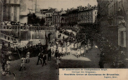 Bruxelles : 75e Anniversaire De L'Indépendance Belge - Cortège Des Drapeaux  Sociétés Union Et Constance De Bruxelles - Feesten En Evenementen