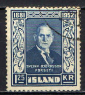 ISLANDA - 1952 -71° COMPLEANNO DEL PRESIDENTE SVEINN BJORNSSON - USATO - Usati