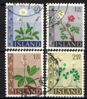 ISLANDA - 1964 - SERIE FIORI: DRYADE, RANUNCOLO DEI GHIACCI, MENIANTA, TRIFOGLIO - USATI - Used Stamps