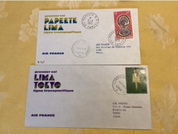 Papeete Lima Tokyo 1973 - Air France Boeing 707 - 1er Vol Flight Erstflug - Peru - Briefe U. Dokumente