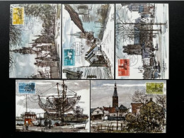 NETHERLANDS 1965 CITY PAINTINGS  SET OF 5 MAXIMUM CARDS NEDERLAND - Cartoline Maximum