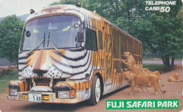 Télécarte JAPON / 290-47483 - ANIMAL - Félin LION Fuji Safari Park & Camion TIGRE Tiger JAPAN Free Phonecard - 827 - Oerwoud
