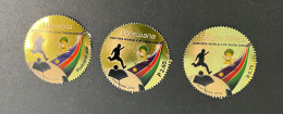 (stamp 15-5-2023) South Africa Football (3 Round Shape Stamps) - Africa Cup Of Nations