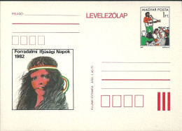 3521c Hungary 1982 Postcard Music Festival Instrument Guitar Youth Girl Unused - Cartas & Documentos