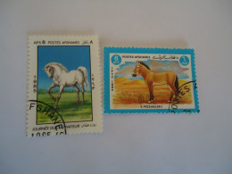 AFGHANISTAN USED  STAMPS  2 HORSES - Chevaux