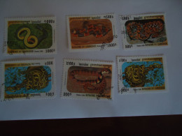 CAMBODIA USED  STAMPS  6 REPTILES SNAKES - Serpents