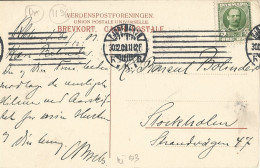 DENMARK - Mi 53 CANCELLED BY MACHINE PMK "KOBENHAVN KKB" ON PC (VIEW OF COPENHAGEN) TO SWEDEN - 1909 - Storia Postale