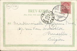 DENMARK - Mi #35 WITH VARIETY "BROKEN OVAL LINE" CANCELLED "KJOBENHAVEN K" ON PC (VIEW OF EREMITAGEN) TO BELGIUM - 1899 - Cartas & Documentos