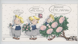 Nicole Lambert Illustrateur "Les Triplés Bonne Fête Maman" Humour Cp Vierge Double Pour B. Carant - Fête Des Mères