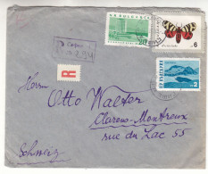 Bukgarie - Lettre Recom De 1964 ° - GF  - Oblit Sofia - Exp Vers Clarens Montreux - Insectes - - Brieven En Documenten