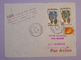 BS17  FRANCE  BELLE LETTRE 1957 1ER VOL  PARIS LOS ANGELES USA + AFFR. PLAISANT++ ++ - Erst- U. Sonderflugbriefe