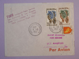 BS17  FRANCE  BELLE LETTRE 1957 1ER VOL  PARIS LOS ANGELES USA + AFFR. PLAISANT++ ++ - Primi Voli