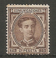ESP 1876- Yv. N° 166  (*)  25c Alphonse XII  Cote  42 Euro BE R 2 Scans - Unused Stamps
