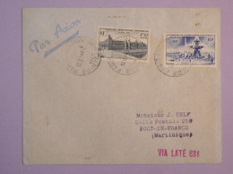 BS17  FRANCE  BELLE LETTRE 1947 1ER VOL  PARIS MARTINIQUE FORT DE FRANCE+ VIGNETTE   + AFFR. PLAISANT++ ++ - Eerste Vluchten