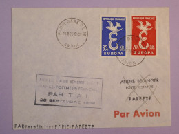 BS17  FRANCE  BELLE LETTRE 1958 1ER VOL  PARIS  A PAPEETE  TAHITI + AFFR. PLAISANT++ ++ - Eerste Vluchten