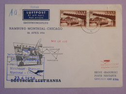 BS17  SAAR  BELLE LETTRE 1956 1ER VOL  HAMBURG A  CHICAGO USA   + AFFR. PLAISANT++ ++ - Posta Aerea