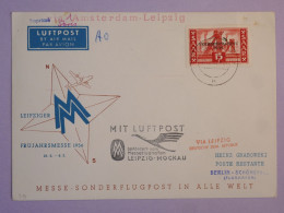 BS17  SAAR  BELLE LETTRE 1955 1ER VOL LEIPZIG BERLIN GERMANY +SURCHARGE++LUFTPOST  + AFFR. PLAISANT++ ++ - Airmail