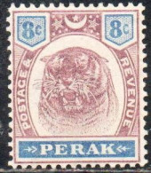 MALAYA PERAK MALESIA 1895 1899 TIGER 8c MH - Perak