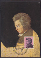 MC 1M Wolfgang Amadeus Mozart Auf Fotokarte Mit SSt. DDR Marke Aus Block 62 Mit Ersttagsstempel - Maximumkaarten