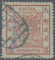 China: 1882, Large Dragon Large Margins 3 Ca. Brownish Red, Canc. Blue Seal "Pek - 1912-1949 República