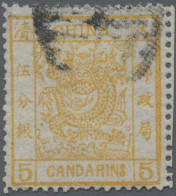 China: 1878, Large Dragon Thin Paper 5 Ca. Orange Canc. Black Seal (Michel €420) - Otros & Sin Clasificación