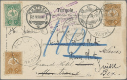 Palestine: 1908/1913, Four Picture Post Cards Franked With Turkish Definitives F - Palestine