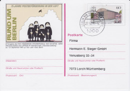 Berlin (West) Sonder Ganzsache P 127 Priv Zudruck Stpl Tegel Flughafen 1991 - Cartoline - Usati