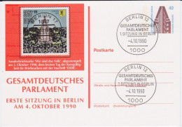 Berlin (West) Ganzsache P 129 Priv Zudruck Deutsche Einheit SSt Berlin 1990 - Postcards - Used