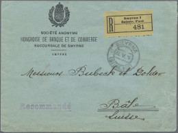 Österreichische Post In Der Levante: 1914 R-Brief Von Smyrna Nach Basel, Rücksei - Eastern Austria