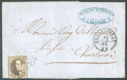 N°14B - Médaillon 10 Centimes Brun Obl. LP.78 Sur Lettre De CHATELINEAU Le 15 Juillet 1864 Vers Charleroi - Banquier  BR - 1863-1864 Medallones (13/16)