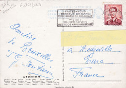 BELGIQUE - MARCOPHILIE - EMA - CROIX ROUGE BELGE - EXPOSITION 1958 - CARTE DE L'ATOMIUM - ...-1959