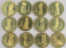 RAPA NUI Chile 2021 Moai Brass Set 12 Coins UNC #bblue - Chili