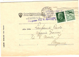 Piego Con Cent 25 Aeronautica Propaganda Guerra Isolato Da Bergamo - Propaganda Di Guerra