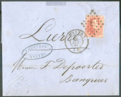 N°16A - Médaillon 40 Centimes Carmin-rose, Obl. LP.12 Sur Lettre Pesante De ANVERS Le  26 Janvier 1865 Vers Lierre -  21 - 1863-1864 Medaglioni (13/16)