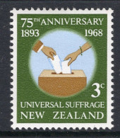 New Zealand 1968 75th Anniversary Of Universal Suffrage In New Zealand HM (SG 890) - Neufs